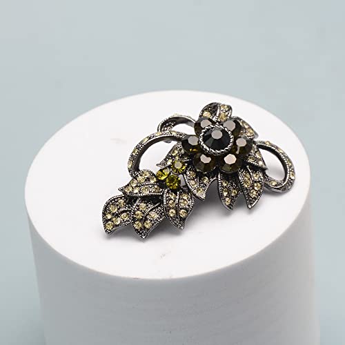 Vintage Black Gothic Brooch Pin - Rhinestone Leaf Brooch For Women #TOP1