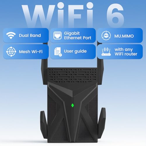 Image of 2026 AX1800 WiFi 6 Extender, WiFi Extender Signal Booster for Home-Dual Band (2.4G /5.8G), WiFi Booster with 8X Faster Access Point,Up to 17,888 Sq.Ft. & Support 135+ Smart Devices Easy Setup (Black)