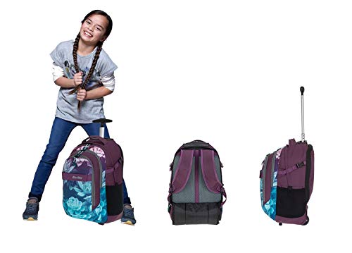 Bestway Trolley Schulrucksack Schultrolley 2 Teile Set Packer Evo inklusive Regenhülle 40244 (Dark Flower (lila/türkis) 5821)