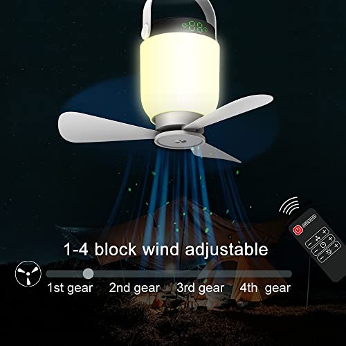 Vvu&Cco 8000Mah Portable Ceiling Fan, Mini Usb Camping Fan Battery Operated, 10.5Inch Diameter, Small Rechargeable Fan With Remote Control, Tent Fan With Detachable Fan Blade,Hanging Hook For Outdoor #TOP2