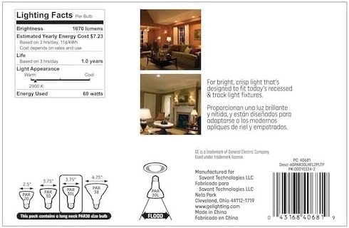 Miniatura 2 de GE Bombilla halógena clásica de 75 vatios EQ PAR 30 de cuello largo regulable blanco cálido reflector inundación