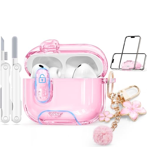 Skyconser for AirPods Pro 3 Case 2025 with Safety Lock Clear Pink
