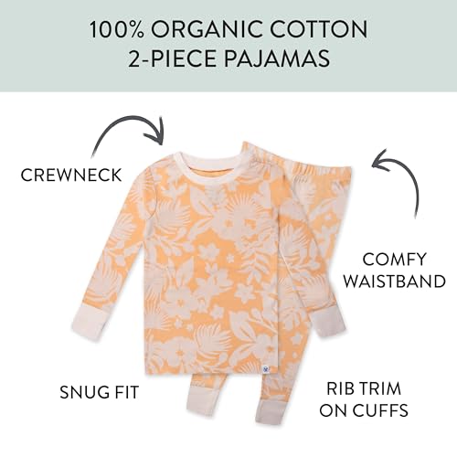HonestBaby 2-pack Sleep and Play Footed Pajamas One-piece Sleeper Jumpsuit Zip-front Pjs Organic Cotton for Baby Girls, Unisex, Tropic Shadow Peach, 24 Months - Thumbnail 2