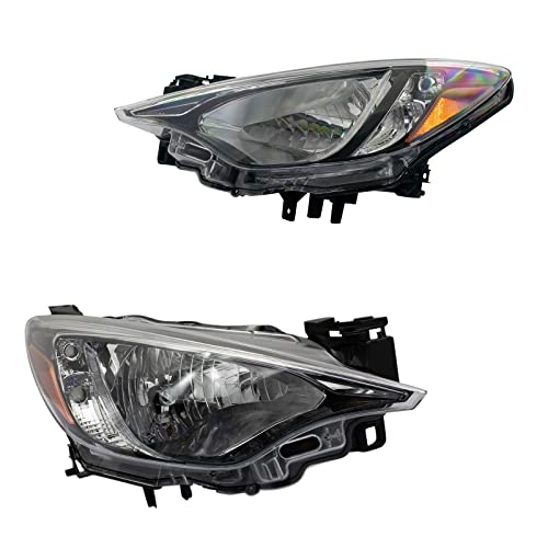 TRQ 2 Piece Headlight Assembly Set Driver & Passenger Side Compatible with Yaris Sedan 2019-2020 Yaris iA 2017-2018 Scion iA 2016 SC2502106 SC2503106 81130WB001 81170WB001