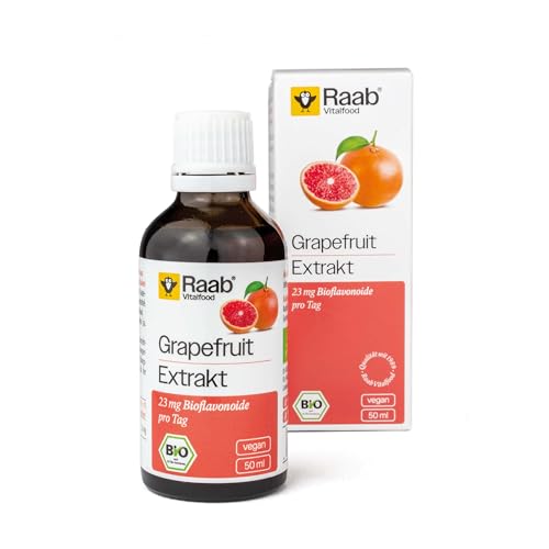 Raab Vitalfood® Bio Grapefruit Extrakt Tropfen (50 ml) - standardisiert auf Bioflavonoide, Extrakt aus Grapfruitkernen und -schalen, Konzentrat zum Verdünnen, Vegan, Bio-Qualität, ohne Alkohol