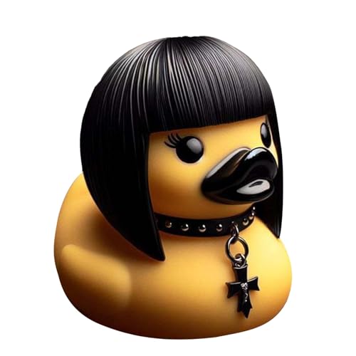 Pato Ducksville de Goma Malvado - Decoración de Baño Estilo Gótico, Figura de Resina Oscura, Estatua de Duckieville