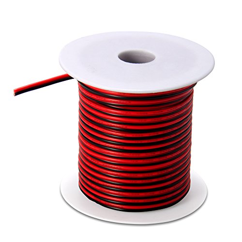 40Ft 18 Awg Gauge Electrical Wire, Premium Dc 12V Hookup Red Black Copper Stranded Auto 2 Cord, Flexible Extension Cable With Spool For Led Ribbon Lamp Light Or Low Voltage Products By Milapeak #TOP6