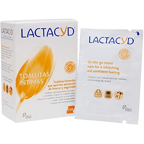Lactacyd Wet Wipes - Intimate Hygiene - Provides Freshness and Safety - 100% Biodegradable - Natural L-Lactic Acid - 10 Single Wipes Cover