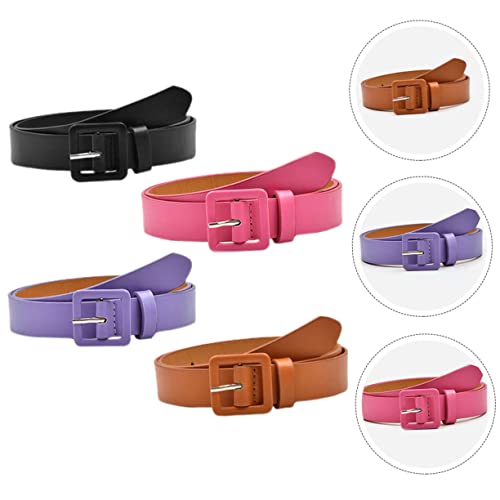 BESTYASH 4pcs Girls Belts Stylish Solid Color Waist Accessories for Boy Girl for Jeans and Camel2