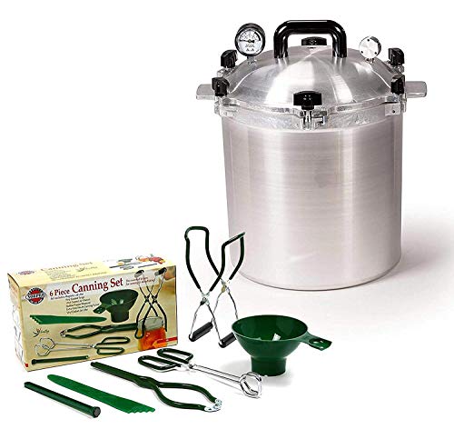 All American 25 QT Pressure Cooker Bundle with 2 Racks and Norpro Canning Essentials 6 Piece Box Set
