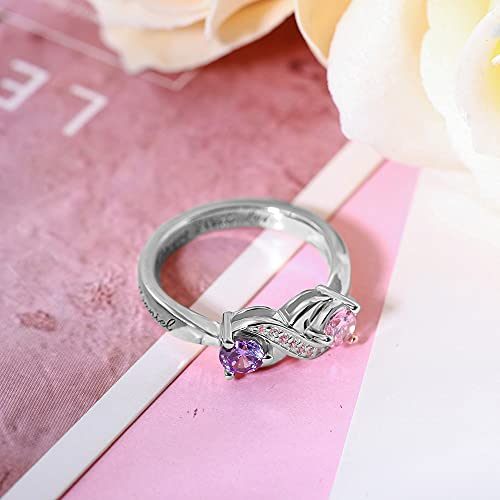 AILIN Personalized Promise Rings For Her 925 Sterling Silver Infinitely In Love Engagement Ring Mother Rings With 2 Simulated Birthstones Custom Engraved Couples Name Ring for Women2