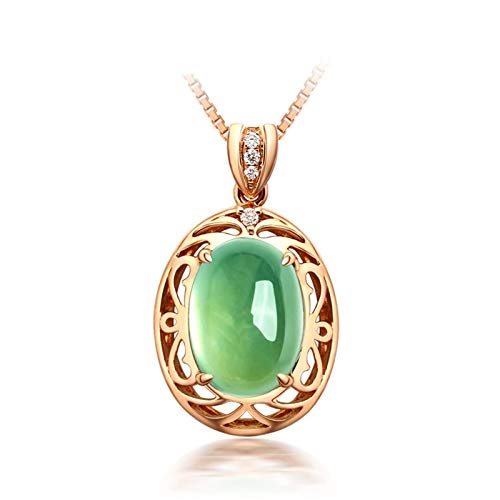 Collier préhnite anti-ternissement en or 750 et chaîne rose pour femme