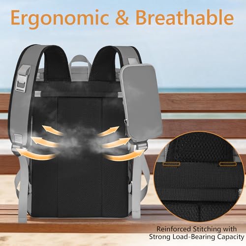Image of Cooler Backpack, 40 Cans Insulated Lunch Backpack Picnic Backpack for Men&Women, Durable Cooler Bag with 2 Leak Proof Compartments for Picnic, BBQ Camping, Lunch, Beach, Hiking, Gray