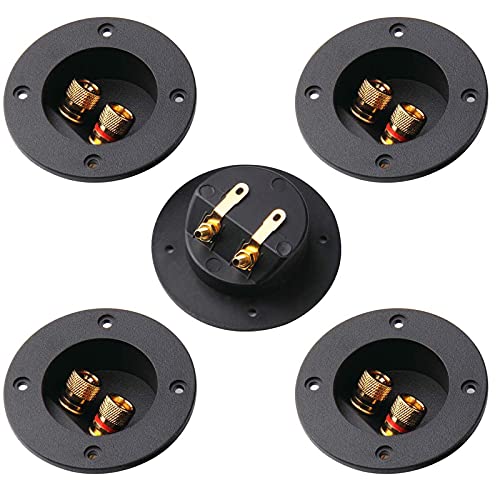 Arroyner 4Pcs 3-Inch Speaker Box Terminal Cup DIY 2-Way Speaker Box Terminal Binding Post Round Spring Cup Connector