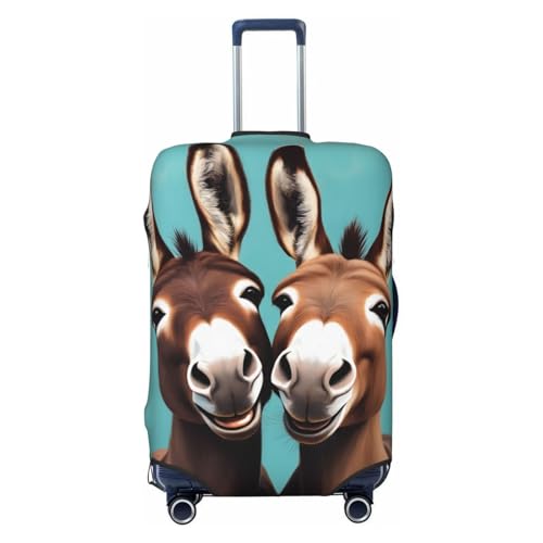 Donkey Duo Art Luggage Cover Elastic Washable Protector Anti-Scratch Travel Suitcase Covers With Concealed Zipper For 18-32 Inch Luggage Medium