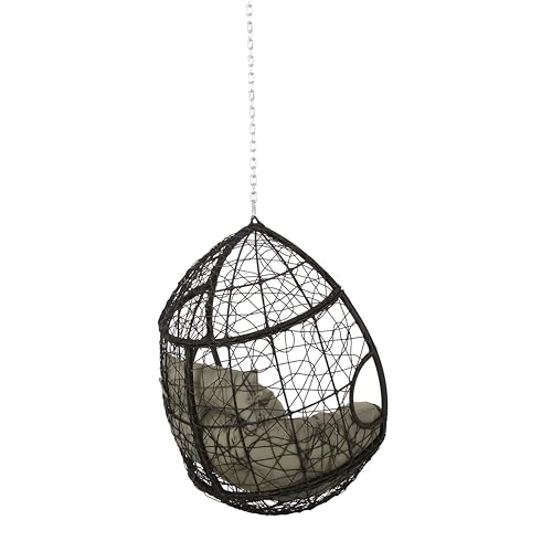 Image of Outdoor Swing for Balcony, Garden Single Seater Without Stand | Patio Hammock Jhula for Adults | Weather Resistant Wicker Hanging Egg Swing Chair