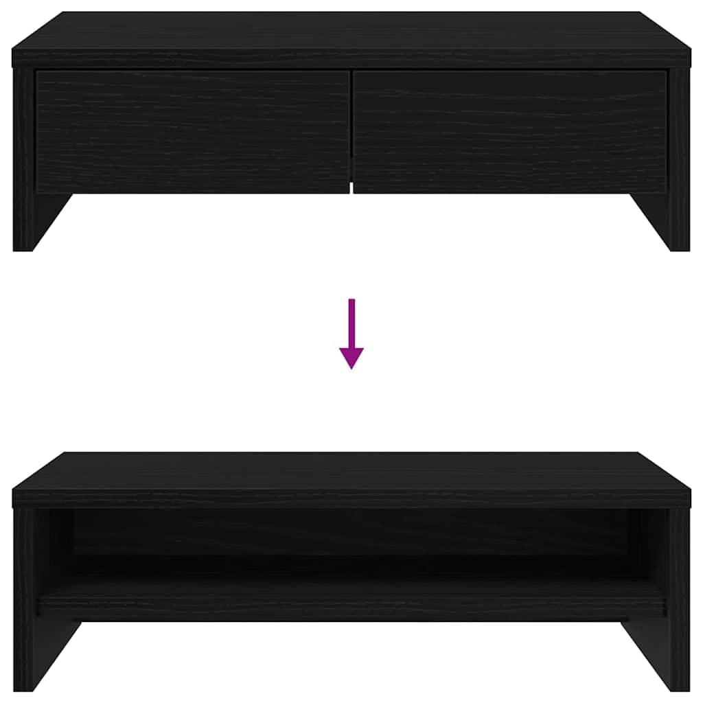 Gecheer Supporto per Monitor Doppio con Cassetti, Regolabile in Altezza, 50x27x15 cm, in Truciolato di Legno Tecnico, per Ufficio Domestico e Professionale
