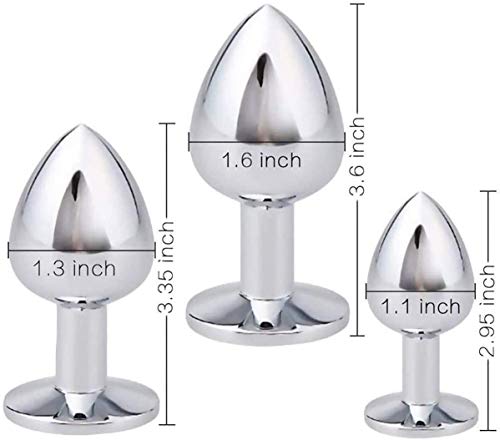 Conjunto de treinamento de 3 peças com ferramenta estimuladora plug-in de cristal em forma de coraçã