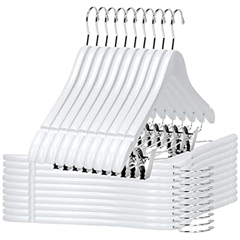 Quality Wooden Skirt Hangers with Clips, 20-Pack Cover