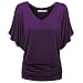 Price comparison product image Kanpola Womens Solid Color Casual Bats Sleeves T-Shirt Ladies Plus Size Tops Loose Comfort Deep V Neck Blouse