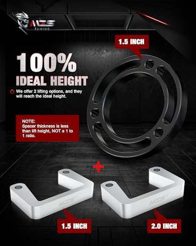 Image of MZS 3 Inch Front Leveling Kit for Silverado Sierra Tahoe Yukon 2007-2026 | 3 inch Front Level Kit Fit 2007-2013 Avalanche 1500 2WD 4WD, Aluminum Lift Kit Raise the Truck 3in, Maintain the Factory Ride