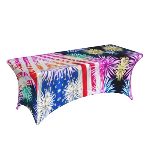 Nappe rectangulaire imprimé drapeau américain élasthanne 1,8m mariage