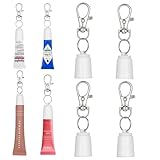 Veseek 4pcs Lip Gloss Keychain Holder Lip Balm Key Chain Cap Portable Lipgloss Holder Compatible with Summer Fridays 0.5oz & LANGIGE 0.35oz & Aquaphor 0.35oz @ Jack Black 0.25oz(white)