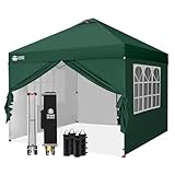 3X3m Pavillon Wasserdicht Stabil Winterfest, Pop up Gartenpavillon UV Schutz 50+, Partyzelt Für Outdoor Camping (Waldgrün, 3 * 3m mit 4 Seitenteilen)