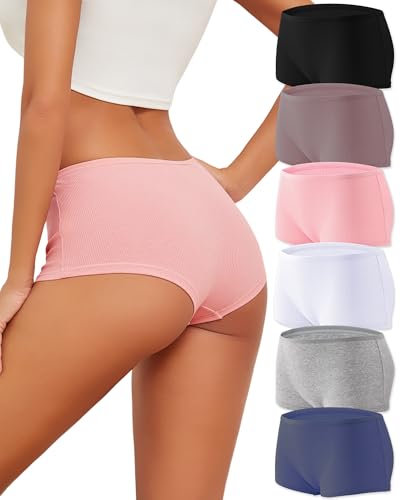 Image of Cotton Boyshort Underwear for Women Boxer Briefs Lady Boy Short Panties