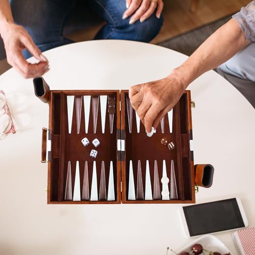 Backgammon étui en cuir rigide portable pour jouer à deux partout