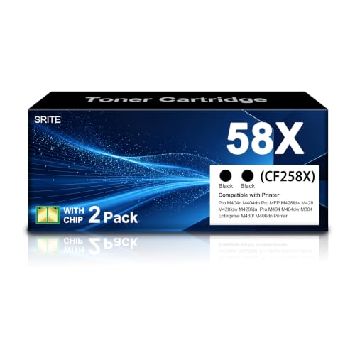 Image of SRITE 58X CF258X Black Toner Cartridge 2-Pack (with Smart Chip)