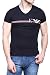 Emporio Armani Men's Pop Stripe Eagle V-Neck T-Shirt, Black, Large