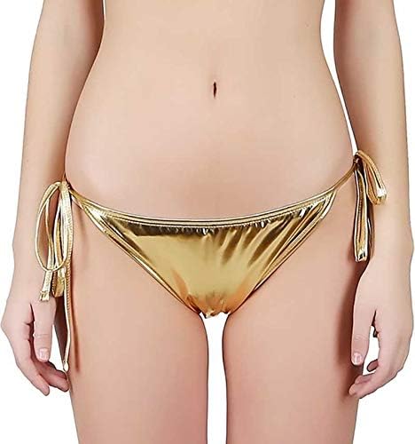 Women’s Shiny Bikini Bottom | High-Waist Swimwear Brief | Stretchable & Comfortable Bikini Bottom | Fashion Swim Brief | Quick Dry Fabric Gold
