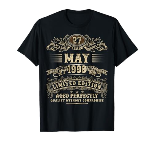 Mayo 1998 Regalos de cumpleaños de 27 años para hombres 27 cumpleaños Camiseta