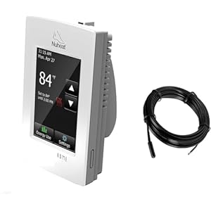nVent Nuheat Home AC0056 Programmable Touchscreen Thermostat, for Radiant Heated Floors, 120V/ 240V Cables, with an Extra OJ Electronics Floor Heating Temperature Sensor and Built-in GFCI nVent Nuheat Home AC0056 Programmable Touchscreen Thermostat for Radiant Heated Floors 120V 240V Cables with an Extra OJ Electronics Floor Heating Temperature Sensor and Built in GFCI
