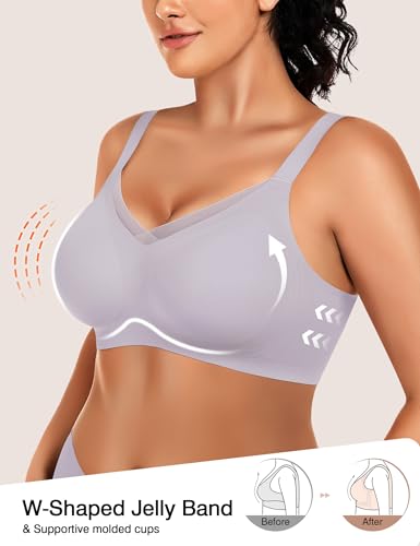 Image of VRVOCIE Wireless Bras for Women No Underwire Crossover V Mesh Seamless Supportive Bralettes Full Coverage Everyday Bra