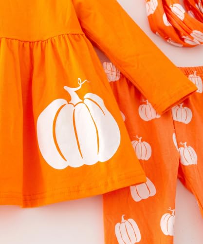 Image of Unique Baby Girls Kids Toddler 3pc Outfit Set Long Sleeve Soft Knit Tunic Top Leggings and Scarf