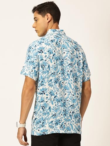 Image of Thomas Scott Men's | Printed | Half Sleeve | Regular Fit | Cotton Rayon | Spread Collar | Casual Shirt