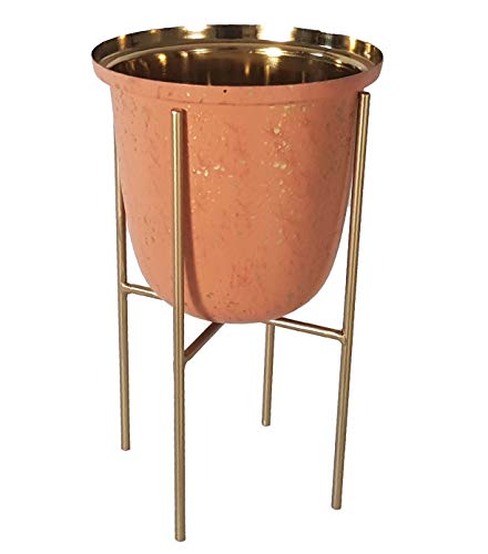 MORii® Set of Metal Pot Planter with Gold Stand | Indoor Outdoor Planters | Plants Balcony Gardening Pots| Flower Plant Garden Large| Home Living Room | Decor Gifts| Tall Planter Entryway|