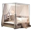 Mengersi Simple 4 Corners Post Curtain Bed Canopy Bed Frame Canopies Net,Bedroom Decoration Accessories(Queen,White)