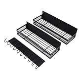 Fdit Scaffale per Frigorifero Magnetico con 2 Ripiani, Griglia con Ganci, Antiruggine, Senza Installazione, Parapetto per Piccoli Oggetti, Design Cavo Ventilato, Organizer da per (BLACK)