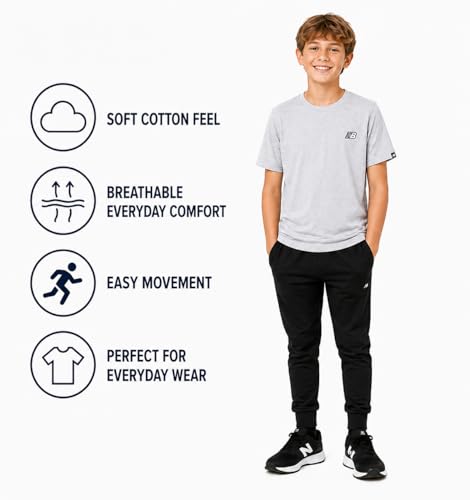 New Balance Boys Shirt Short Sleeve Cotton T-Shirt with Chest Logo Patch - image 5