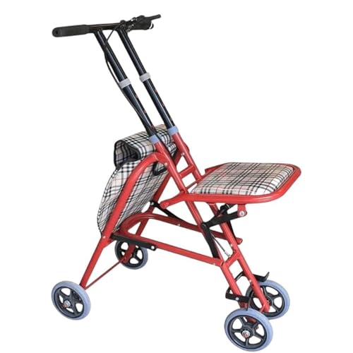 ベビーカー 歩行器 シート付き、 高さ調節可能、折りたたみ式 大容量 移動補助具 ショッピングバッグ、同伴者のいない障害者や高齢者用 老人 手押し 車