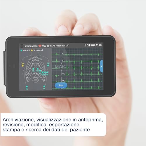 Lepu Medical - PCECG 500 Pocket EKG-Monitor mit 6/12 Ableitungen in Kombination mit Glasgow-Algorithmus, Echtzeit-EKG-Datenerfassung und -analyse, 33236