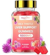 Milk Thistle Liver Detox Gummies: Sugar-Free Milk Thistle Supplement 1000mg with Turmeric NAC and...