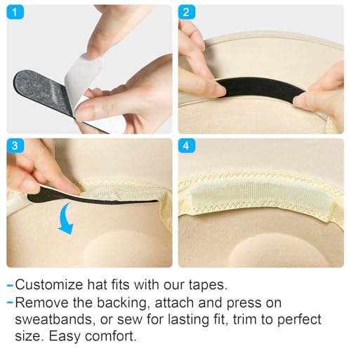 45 Pieces Hat Size Reducer, Hat Size Reducer Insert, Smaller Sweatband, Self Adhesive Resizer Foam Tape for Hat Caps, Black and White