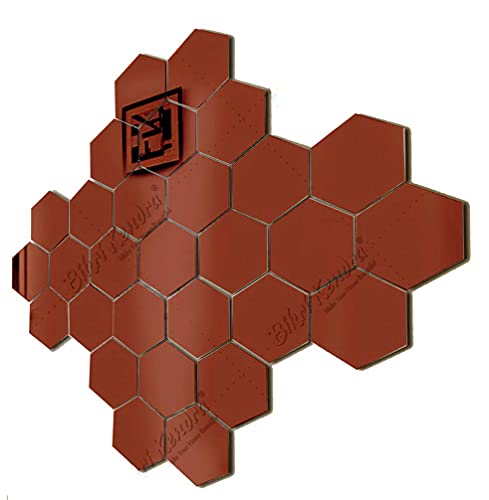 Image of Bikri Kendra - 35 Hexagon Brown with 20 Butterfly Silver Stickers for Wall, Decor Sticker, Wall Mirror, Acrylic Stickers,