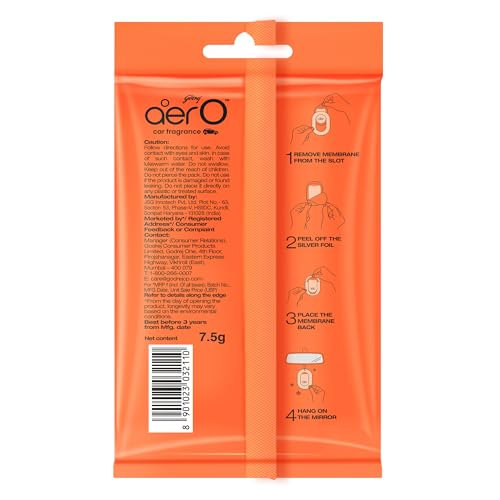 Image of Godrej aer O - Hanging Car Air Freshener - Orange Punch (7.5g) | Gel Lasts up to 30 days | Car Accessories