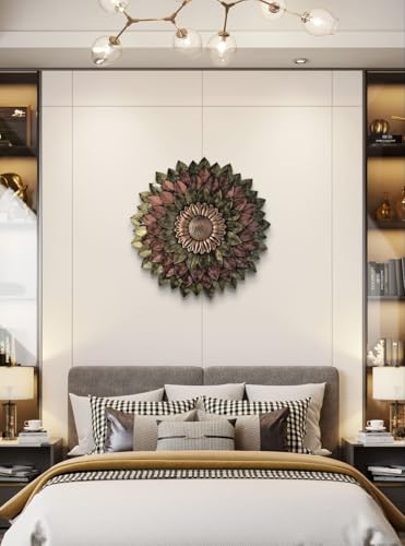 Image of SETHI AESTHETIC Metal Flower handmade Wall art Decor - Stylish Daisy Decorative Wall Decor for diwali decoration, Size 54X54 CM (Metallic Hues)