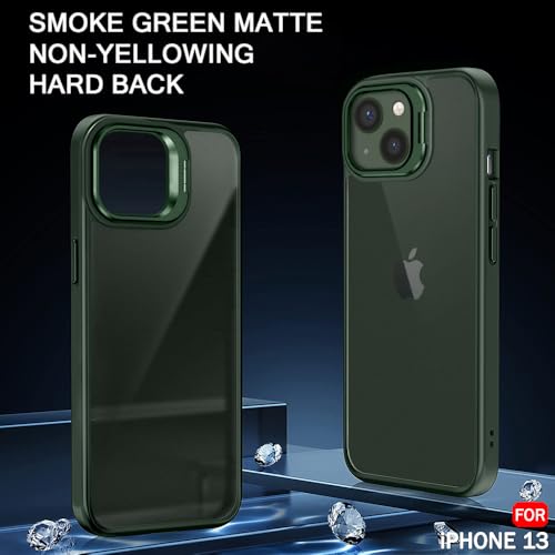 Image of TheGiftKart Hybrid Back Cover Case for iPhone 13 Compatible with MagSafe | Built-in Stand | Shockproof Hard Case Cover for iPhone 13 (PC & TPU, Frosted Matte Back, Green Sides)